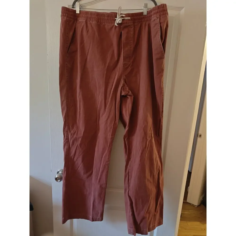 Lands End Men's Relaxed Fit Deck Cotton Pant Joggers in Burnt Clay Preppy Sz XXL